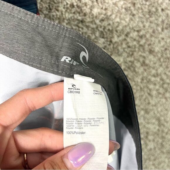 Rip Curl Board Shorts Men’s 36 Blue and Red Tropical Palm Tree Print Swim - Picture 5 of 7